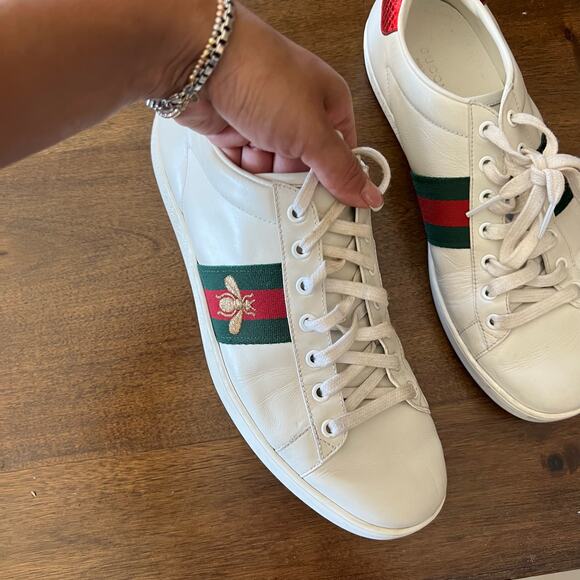 Gucci Ace Bumble Bee White Sneaker Size EU 41 - Picture 6 of 7